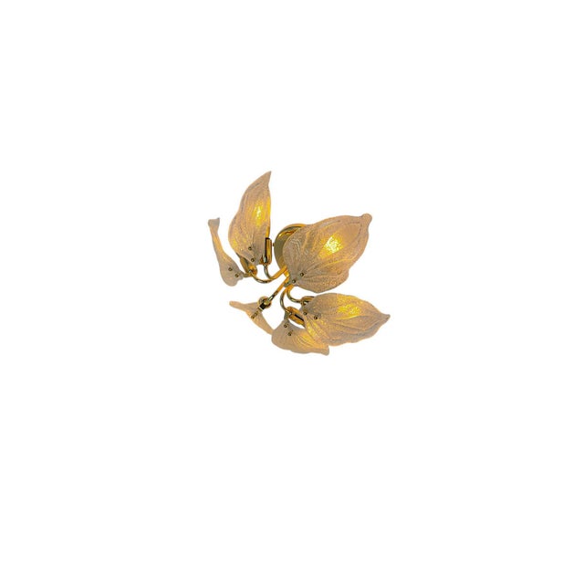 Mid-Century Modern Murano Glass Leaf Flush Mount by Novaresi, Italy, 1970s For Sale - Image 3 of 17