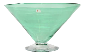 Original Blenko Mid-Century Modern Mint Green Art Glass Bowl, Centerpiece 1980