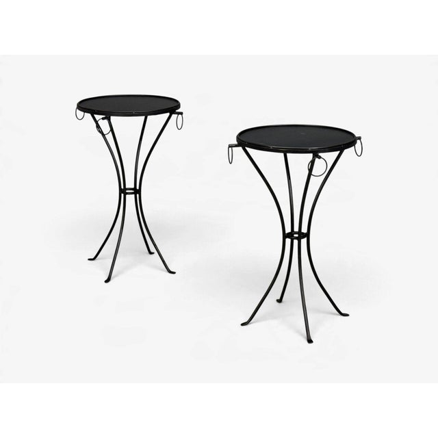 Jean-Michel Frank Style, Side Tables or Gueridons, Painted Iron, 20th C. For Sale - Image 4 of 12