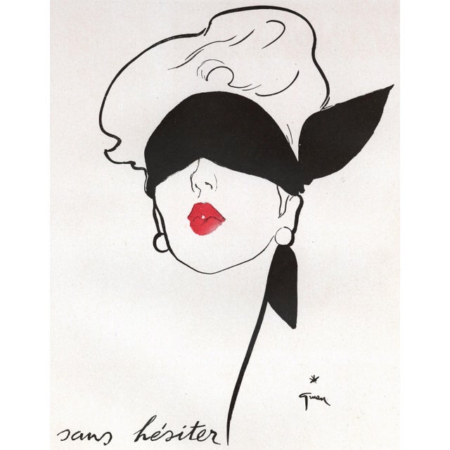 René Gruau 1949 French Mid-Century Advertisement Print for Lipstick by Gruau, Matted For Sale - Image 4 of 4