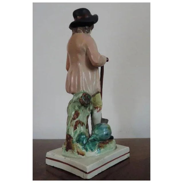 Ceramic Antique 18th Century Staffordshire Pearlware Figure of a Gardener For Sale - Image 7 of 11
