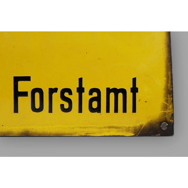 Vintage German Yellow Enamel Sign, 1900 For Sale - Image 5 of 11