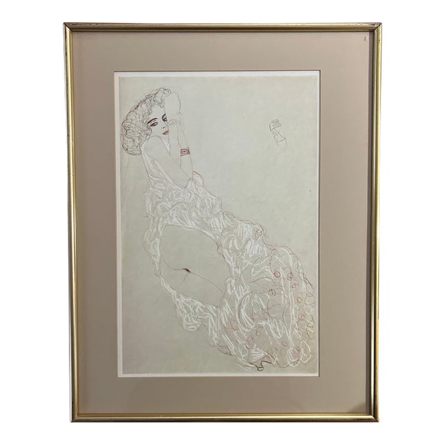 Original Print of Pencil Drawing by Gustav Klimt For Sale