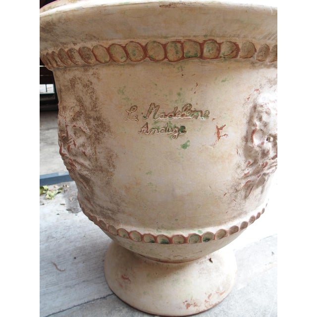 Pair of French Handmade Terracotta Anduze Planters With Satyre Masks For Sale - Image 12 of 18