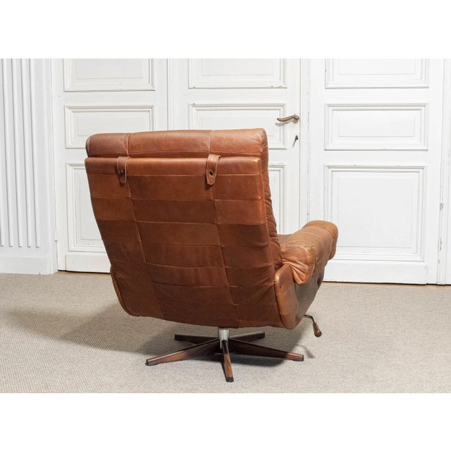 Leather Swivel Lounge Chair from OPE Möbler Jönköping, Sweden, 1960s For Sale - Image 4 of 10
