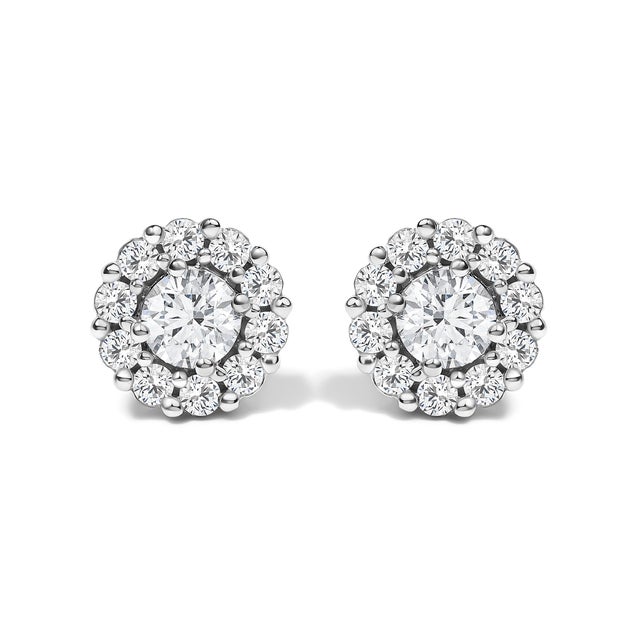 Emanating from the heart of innovation, these 10K white gold earrings feature lab-grown diamonds that sparkle with a...