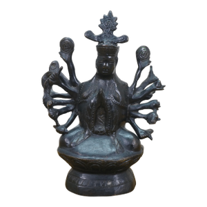 Late 20th Century Cast Bronze Bodhisattva Avalokiteshvara Thousand Arms Buddhism Temple Statue