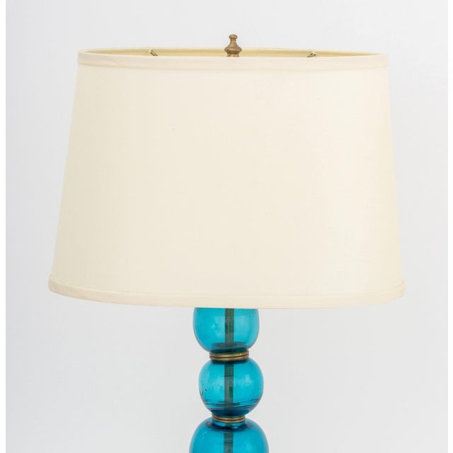 Metal Murano Glass Globe Lamps, Pair For Sale - Image 7 of 8