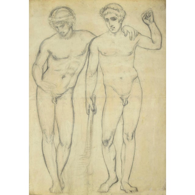 Figures'' is an original drawing in tempera on paper glued on ivory-colored cardboard, by an Anonymous Artist of XX...