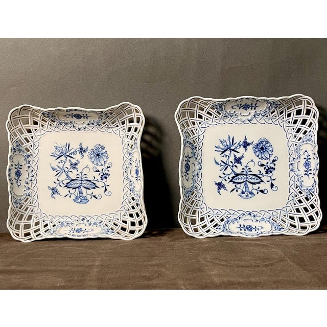 Signed Blue Onion Plate from Meissen Porcelain For Sale - Image 10 of 12