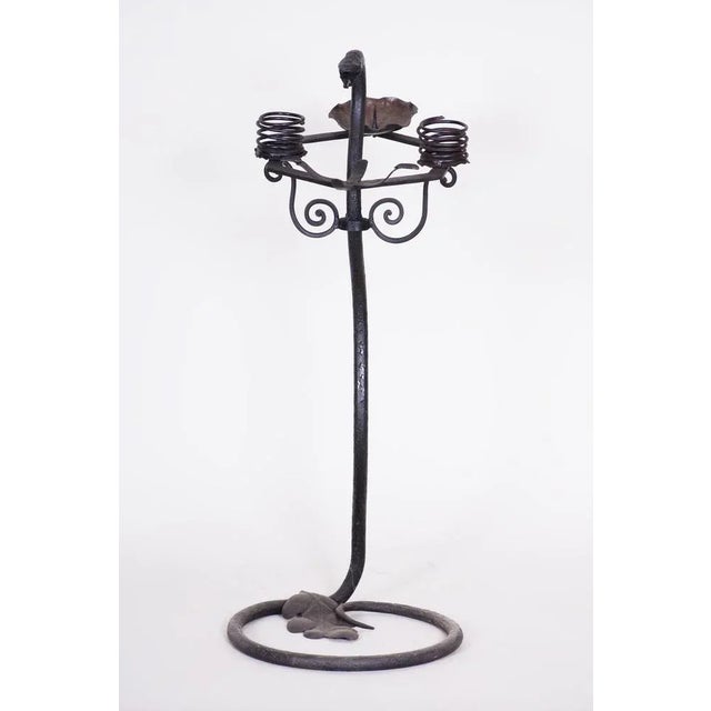Art Deco Wrought Iron Candleholder, Austria, 1920s For Sale - Image 6 of 8