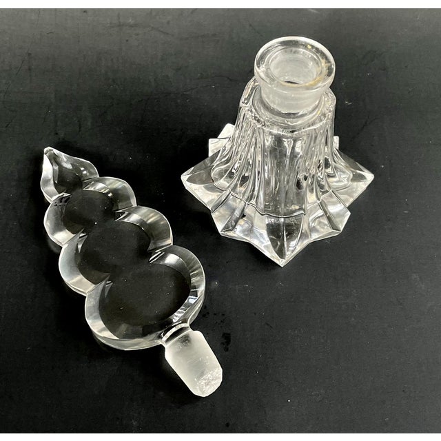 Vintage Perfume Bottle With Tall Stopper, 1930s Art Deco Czech Glass, 6” For Sale In Miami - Image 6 of 9