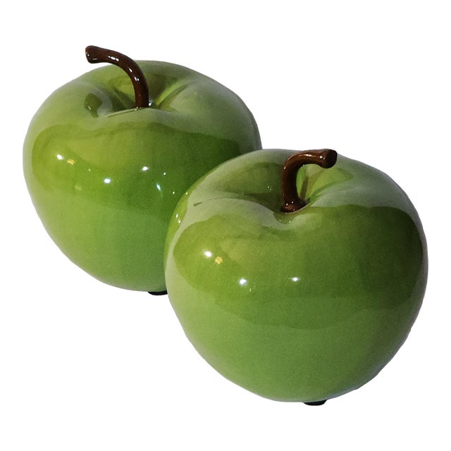 Monumental Ceramic Pop Art Green Apples 10x9.5" - A Pair For Sale