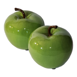 Monumental Ceramic Pop Art Green Apples 10x9.5" - A Pair