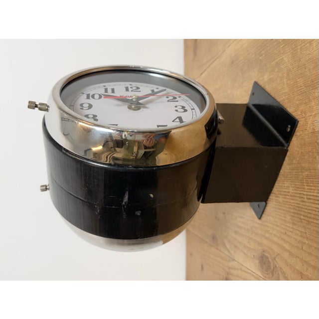 Industrial Vintage Black Kappa Ship Double Sided Wall Clock, 1980s For Sale - Image 3 of 18