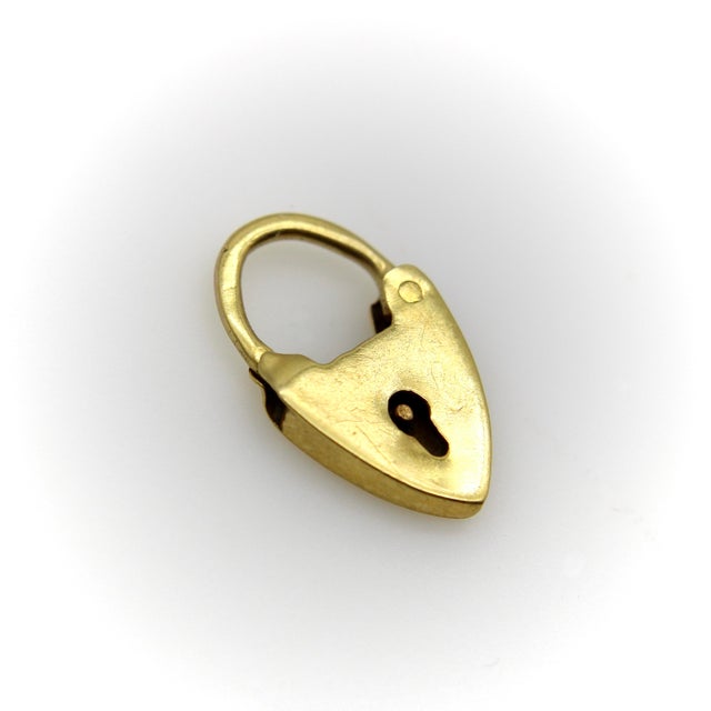 Tiny Antique Edwardian 9k Gold Heart Padlock Charm Circa 1900 For Sale - Image 4 of 7