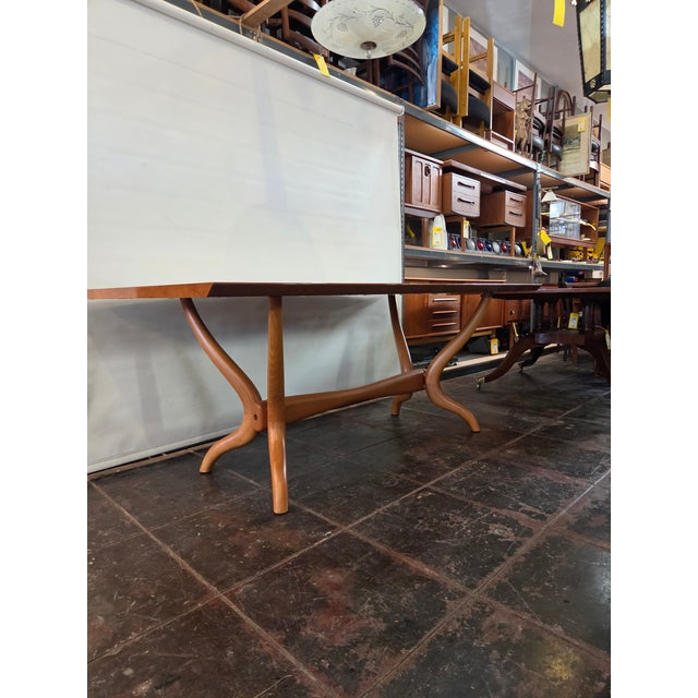 Wood Mid -Century Italian Dining Table Large Sculptural Base Mahogany For Sale - Image 7 of 9