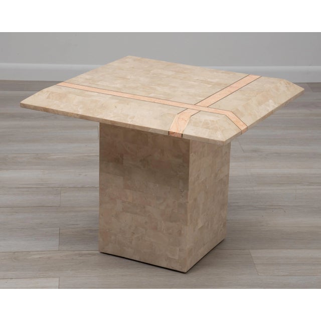 Maitland - Smith Tessellated Stone Brass Coffee & Two Side End Tables Attributed Maiitland Smith Philippines 1980s For Sale - Image 4 of 13