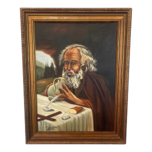 1950s Enrique Alferez “ the Hermit “ Likely Saint Jerome, New Orleans Famous Artist Sculpture and Paintings, Mexican American