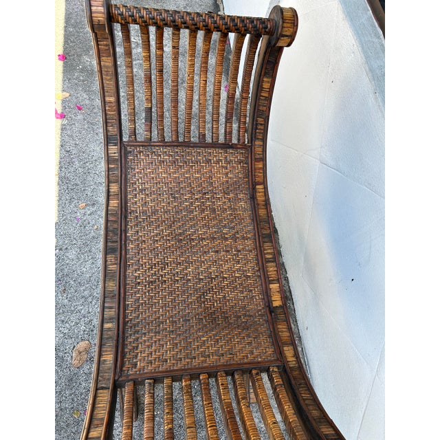 Vintage Rattan and Grasscloth Egyptian Style Bench. For Sale In West Palm - Image 6 of 9