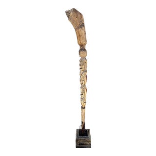 Mid 20th Century Hand-Carved Polynesian Totem Post Sculpture With Ancestor Female Figures For Sale
