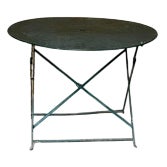 Round Dark Green Metal Folding Dining Table, 1950s For Sale