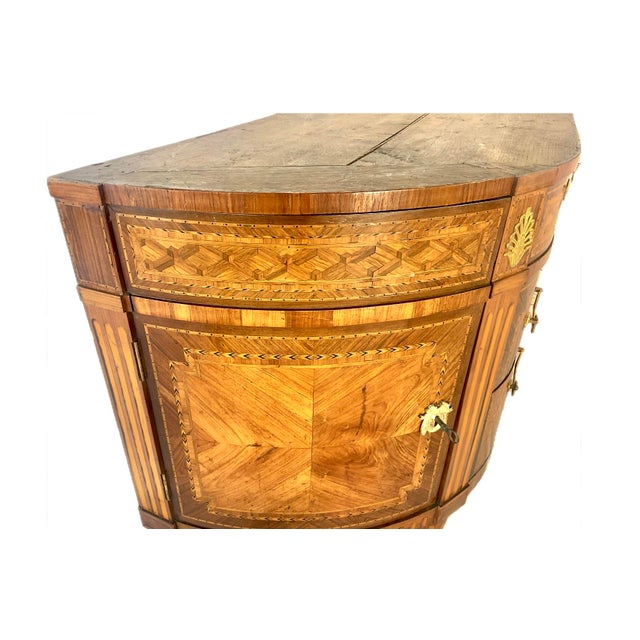 French Louis XVI Marble Top Inlaid Commode For Sale - Image 11 of 16