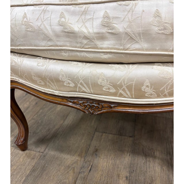 Vintage French Provincial Louis XV Style Carved Bergere Armchairs - Pair For Sale - Image 11 of 18
