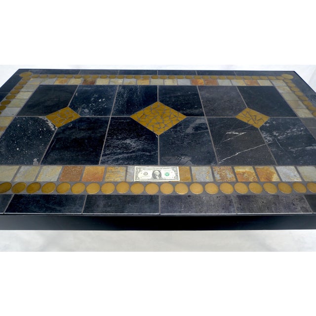 Late 20th Century Rectangle Steel Angle Frame Art Tile Top Dining Table MINT For Sale - Image 12 of 14