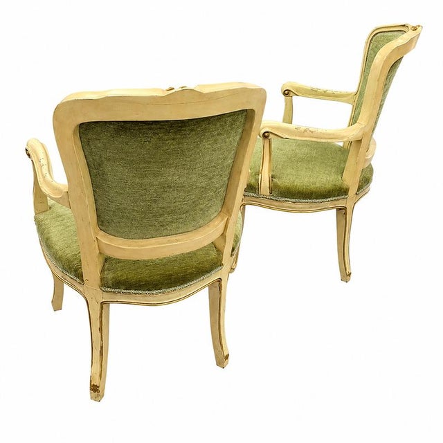 20th Century Louis XV Lacquered Armchairs, Set of 2 For Sale - Image 4 of 6