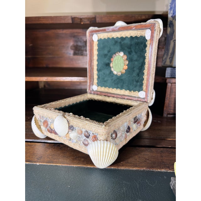 Vintage Mediterranean Grotto Style Decorative Box With Velvet Interior For Sale - Image 10 of 13