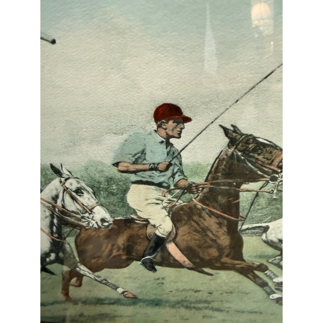 Textile Cal-Mode Fine Furniture Question of Pace Polo Scene, Framed For Sale - Image 7 of 12