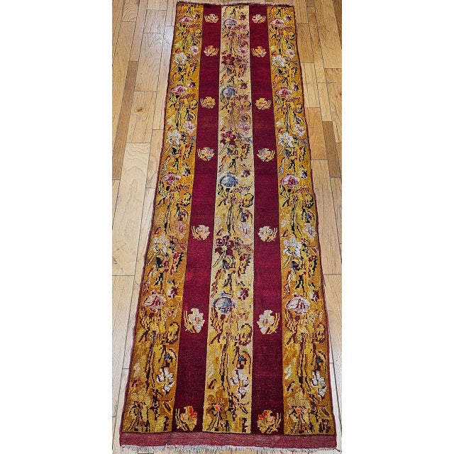 Vintage French Aubusson Runner, Hand-Knotted Wool, Floral Design, 4' X 13' For Sale In Chicago - Image 6 of 11