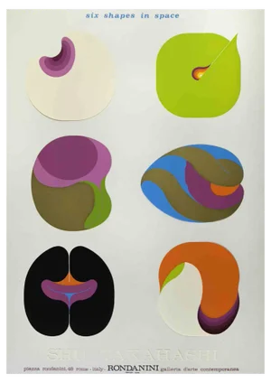 Shu Takahashi, Six Shapes in Space, Mixed Media Screenprint, 1974