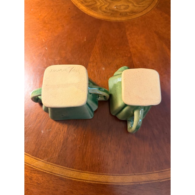 Anna Van Briggle Art Deco Pottery Green Glaze Creamer & Sugar ca.1955 For Sale - Image 11 of 13