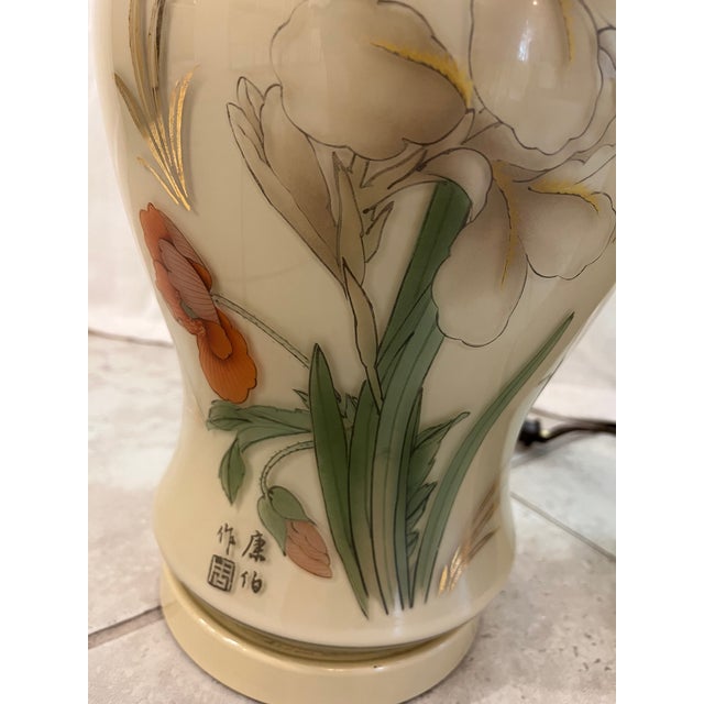 Vintage Porcelain Chinese Ginger Jar Lamps Hand Painted Large - a Pair For Sale - Image 11 of 15