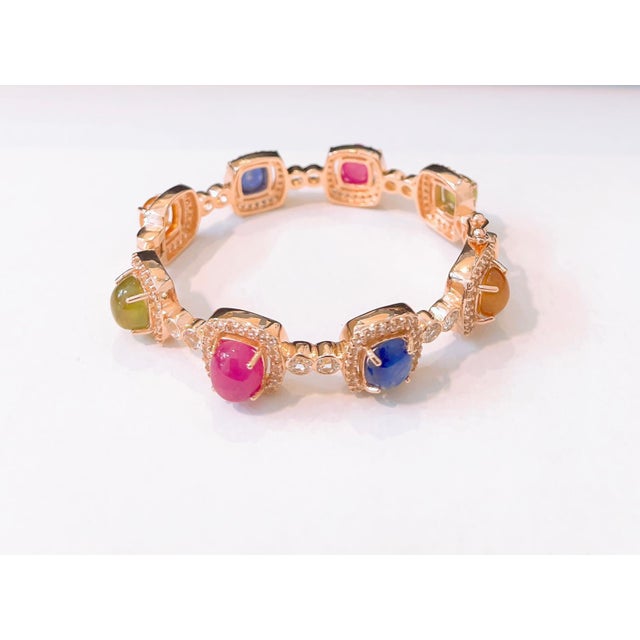 Bochic “Capri” Vintage Ruby, Multi Sapphire & Diamond Set 18K Gold & Silver For Sale - Image 16 of 16