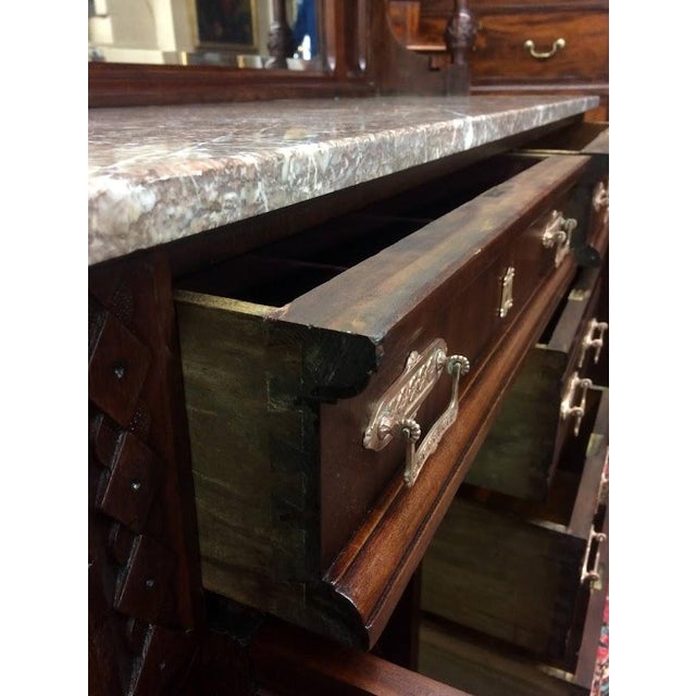 Brown Antique Marble Top Buffet, Display Cabinet For Sale - Image 8 of 15