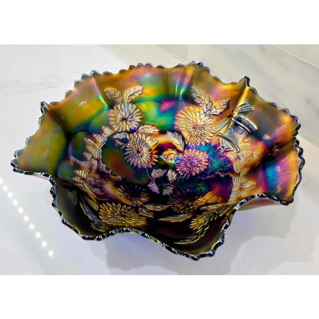 Early 20th Century Classic Period Imperial Amethyst Carnival Glass Windmill Footed Bowl For Sale - Image 5 of 9