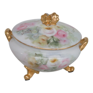 Gda Limoges France Porcelain Lidded Sugar Bowl 4572b