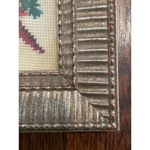 Late 20th Century Vintage Framed Cross Stitch - Red Cardinal For Sale - Image 6 of 8