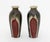 Pair of Studio Art Pottery Bottle Vases, polychrome glazed stoneware. 8" H x 3.25" Diameter. Provenance: From a Brooklyn...