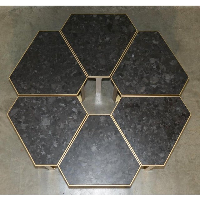 Forma Nero DG-68200 Kravet Tables in Marquina Stone and Satin Brass from Donghia, Set of 6 For Sale - Image 3 of 18