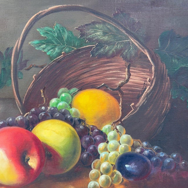 Vintage Erich Schürer German (1910–1998) Original Oil Painting Fruit Still Life For Sale In Tampa - Image 6 of 15