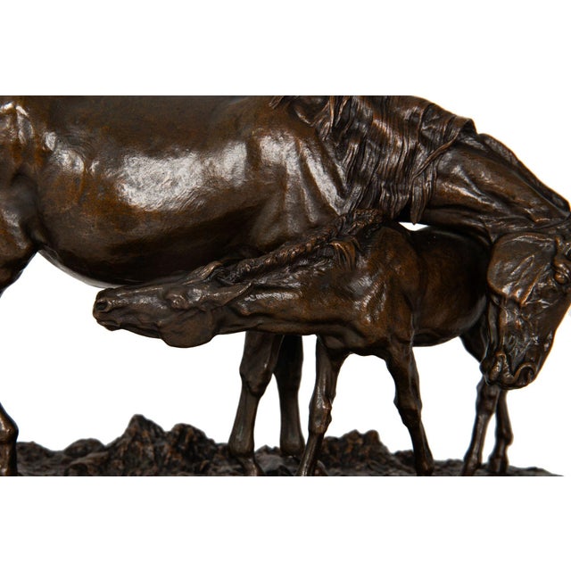 Rare French Antique Bronze Sculpture “Mare and Foal” by Isidore Bonheur For Sale - Image 9 of 12