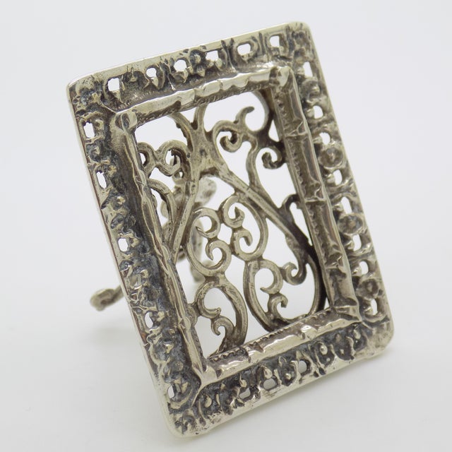 Vintage Italian Handmade Genuine Silver Small Mini Frame Dollhouse Miniature For Sale - Image 4 of 10