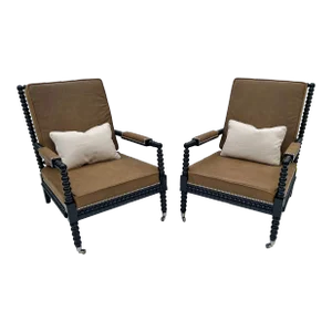 Ralph Lauren Vintage Bohemian Spindle Leather Chairs- Set of 2