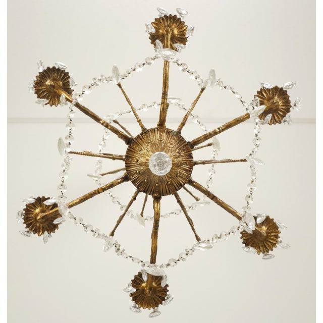 Spanish Rococo Revival Gilt Crystal Chandelier For Sale - Image 9 of 12