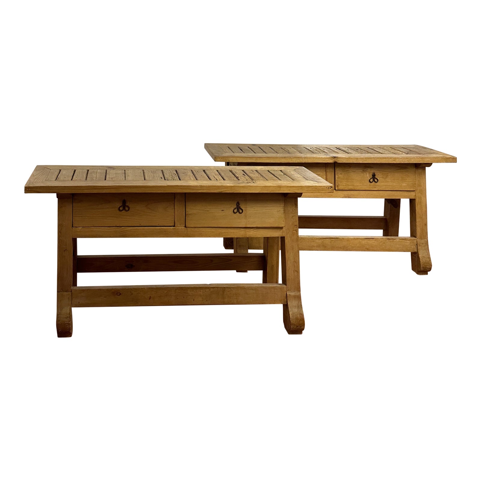 Rustic Mexican Pine Console Tables With Iron Hardware Set of 2 Chairish