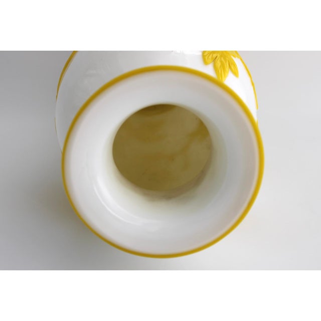 Antique 14” Chinese Imperial Yellow Peking Glass Vase, Hand Carved, C1910 For Sale - Image 13 of 13